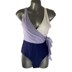 CUPSHE Navy Lavender White Color Block 1 Piece Bathing Suit NWT SKU0906